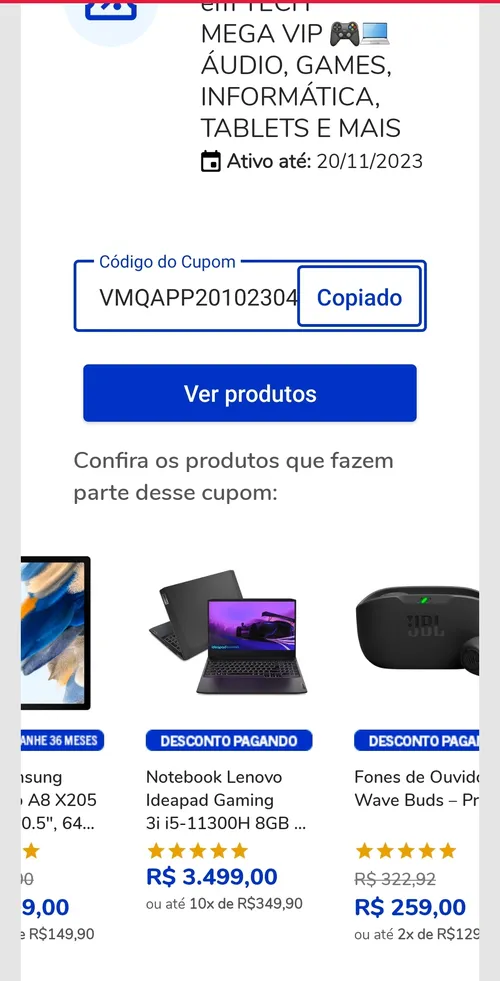 Imagem na descrição da promoção