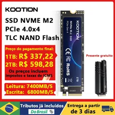 [No Brasil] SSD NVME Kootion de 1tb de Armazenamento, DRAM, PCIe 4 - Compatível com Playstation 5