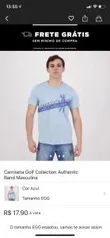 Camiseta Golf Collection Authentic Band Masculina - Azul - R$18