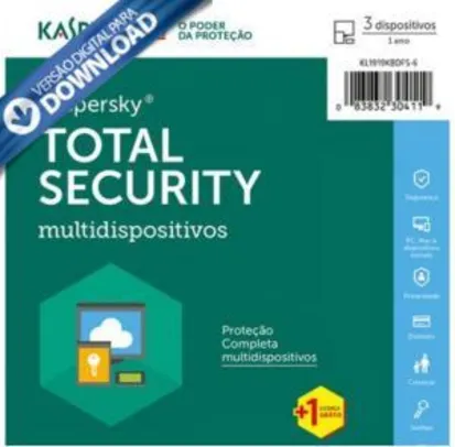 Kaspersky Antivírus Total Security 2017 Multidispositivos 3 PCs - por R$ 50