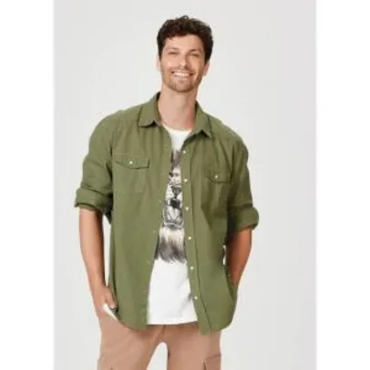 Camisa Hering Sarja Regular Com Bolsos Masculina - Verde R$60