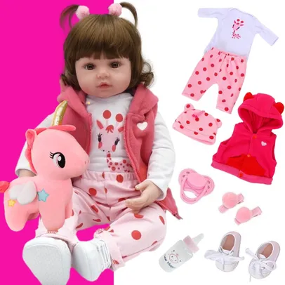 Boneca Reborn Bebê Realista Menina Silicone New Happy