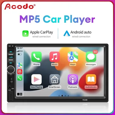 [Taxa Inclusa] CarPlay 2din Estéreo 7" Acodo 7018b Rádio de Carro Tela Multimídia