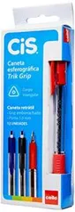 CANETA ESFEROGRÁFICA RETRÁTIL CIS TRIK GRIP VERMELHO - 12 UNID | R$5