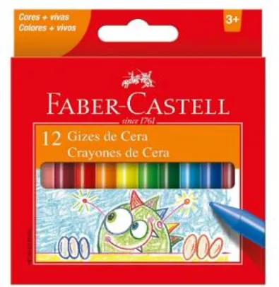 Giz de Cera, Faber-Castell 12 Cores - FRETE GRÁTIS COM PRIME