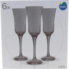 Jogo de Taças para Champagne Lirio 195ml Cinza 6 Peças - Nadir