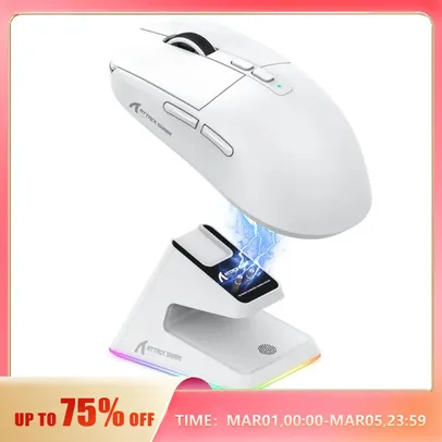 [TAXA INCLUSA] Mouse Gamer Sem Fio Attack Shark X6, Sensor PAW3395, com Dock de Carregamento