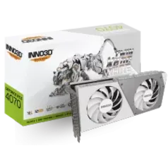 Placa de Vídeo INNO3D NVIDIA GeForce RTX 4070 Twin X2 OC White, 12GB, GDDR6X, DLSS, Ray Tracing, N40702-126XX-185252W