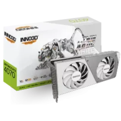 Placa de Vídeo INNO3D NVIDIA GeForce RTX 4070 Twin X2 OC White, 12GB, GDDR6X, DLSS, Ray Tracing, N40702-126XX-185252W