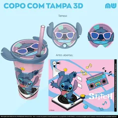 COPO 500ML TAMPA CANUDO STITCH ROSA