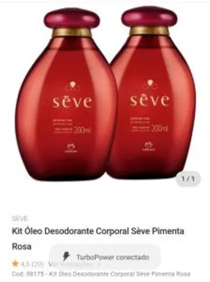 Kit Óleo Desodorante Corporal Sève Pimenta Rosa - R$80