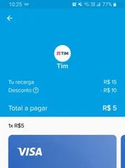 [Usuários selecionados] R$10 OFF na recarga Tim