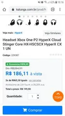 Headset Xbox One P2 HyperX Cloud Stinger Core HX-HSCSCX HyperX 