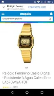 Relógio Casio Digital Feminino  LA670WGA-1DF - R$143,91