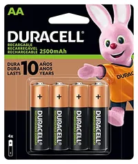 Pilha Recarregável AA Pequena DURACELL com 4 unidades, Duracell, pacote de 4