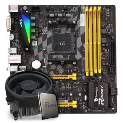 Kit Upgrade Placa Mãe Biostar Racing B350GTX AMD AM4 + Processador AMD Ryzen 5 3600 3.6GHz