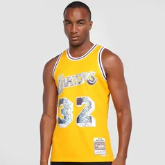 Regata NBA Los Angeles Lakers Mitchell e Ness 75th Anni Jersey Magic Johnson Masculina