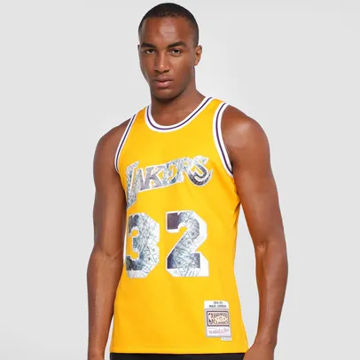 Regata NBA Los Angeles Lakers Mitchell e Ness 75th Anni Jersey Magic Johnson Masculina