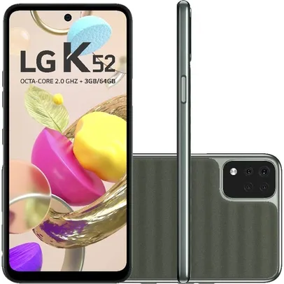 Smartphone LG K52 64GB 4G Wi-Fi Tela 6.6'' Dual Chip 3GB RAM Câmera Quádrupla + Selfie 8MP - Verde