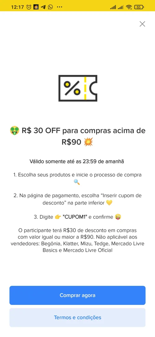 Imagem na descrição da promoção