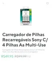 (Rappi - Manaus) Carregador de pilhas Sony com 4 pilhas