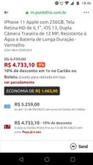 [ 1x no Cartão ou Boleto]Apple iPhone 11 256gb Product(RED) R$4733