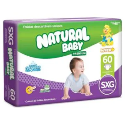 Fraldas Natural Baby Premium Hiper Mais SXG - 60 Unidades | R$59