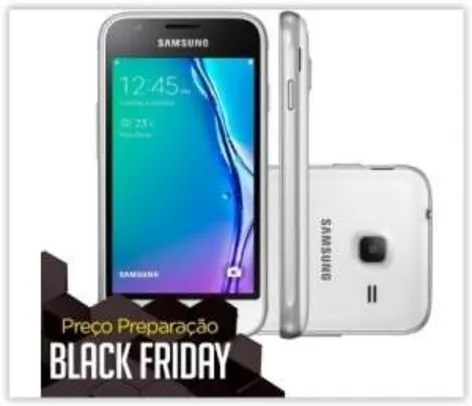 [Ricardo Eletro] Celular Smartphone Samsung Galaxy J1 Mini J105B Branco - Dual Chip, 3G, Tela 4.0, Câmera Traseira 5 MP + Frontal, Quad Core 1.2 Ghz, 8 GB, Android 5.1 por R$ 399