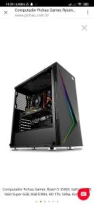 Computador Pichau Gamer, Ryzen 5 3500X, GeForce GTX 1660 Super 6GB, 8GB DDR4, HD 1Tb | R$3050
