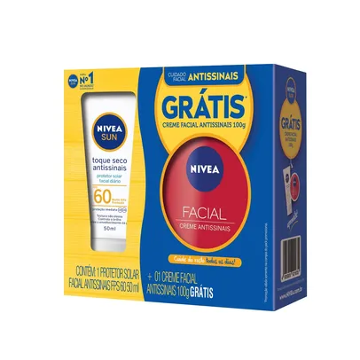 Kit Nivea Sun Protetor Solar Antissinais FPS60 + Creme Facial Antissinais com 100g