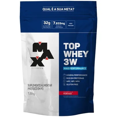 Top Whey 3W Mais Performance 1,8Kg Refil - Max Titanium - Morango