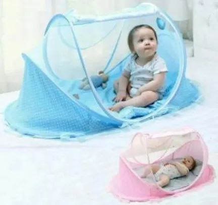 Berço Mosquiteiro Portátil Tenda Mosqueteiro Bebê Azul ou Rosa - R$100