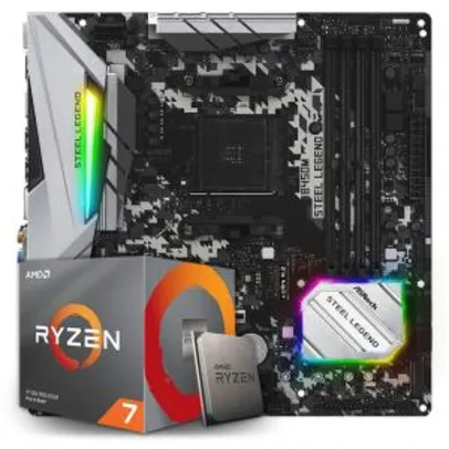Kit Upgrade Placa Mãe ASRock B450M Steel Legend + Processador AMD Ryzen 7 3700x | R$2.699