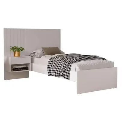 cama solteiro com mesa de cabeceira zara branca