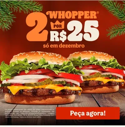 2 WHOPPER POR 25,00 (12,50 CADA)  Burger King ABA CUPONS NO APP