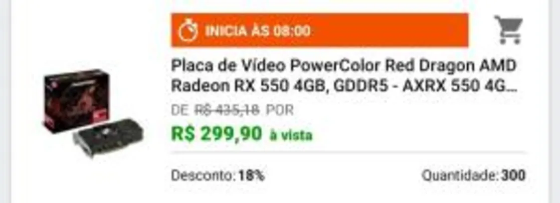 Placa de vídeo Radeon RX 550 4GB GDDR5 - RED DRAGON