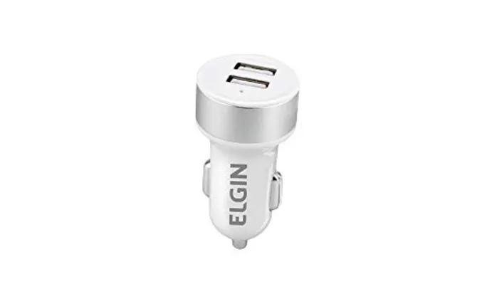 Carregador USB Veicular 12V, 2 Saídas 2.1 A, 10 W, Elgin, 46RCV2USB000, Branco