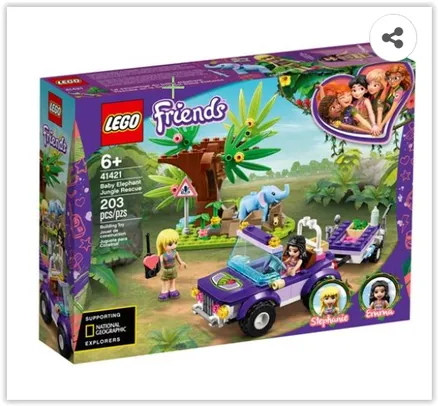 LEGO Friends Resgate na Selva do Filhote de Elefante 41421 – 203 Peças | R$ 118
