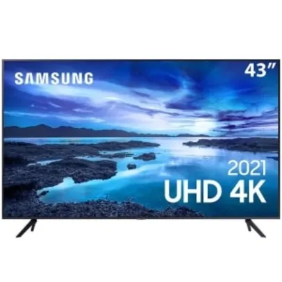 Smart Tv 43 Polegadas Uhd 4k 43au7700 Processador Crystal Tela Sem Limites Samsung Cinza Bivolt