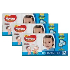 3 Pacote De Fraldas Huggies Turma da Mônica Tripla Proteção Mega XG