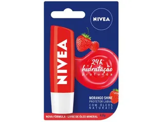 (Cliente Ouro) Protetor Labial Nivea Morango Shine - Hidratação Prolongada 4,8g | R$8