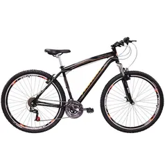 Bicicleta Aro 29 Track Black 29P com 21 Marchas e Suspensão Dianteira - Preta