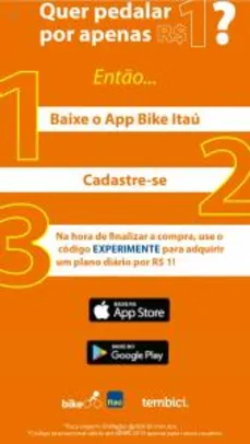 [Novos Usuários] Plano diário por apenas R$1 no Bike Itaú