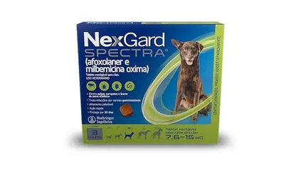 NexGard Spectra Antipulgas, Carrapatos e Vermífugos para Cães de 7,6 a 15kg - 3 tabletes