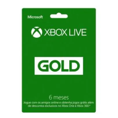 Xbox Live Gold - 6 Meses - R$57