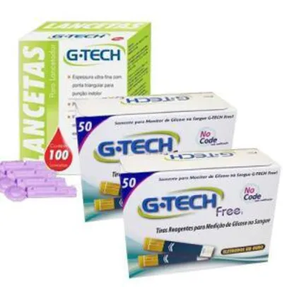 [CC+AME]Tiras Reagentes De Glicose G-Tech Free C/100un + 100 Lancetas Por 74,80