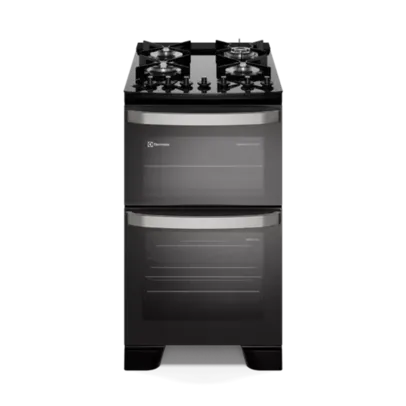 Fogão Electrolux 4 Bocas Experience Preto com Mesa de Vidro, Duplo Forno e VaporBake® (FE4DP)