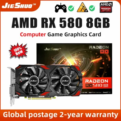 Placa de Vídeo Rx 580 8gb Jieshuo