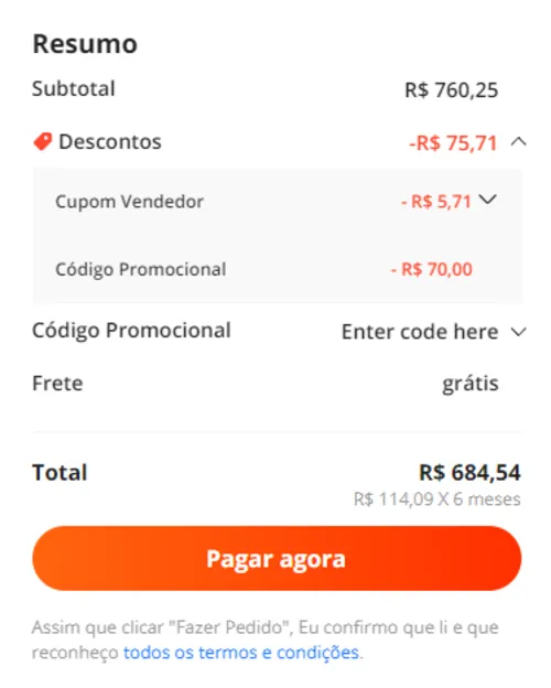 Imagem na descrição da promoção