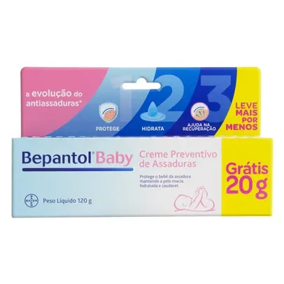 Creme Preventivo de Assaduras sem Perfume Bepantol Baby Caixa 120g Grátis 20g Leve Mais Pague Menos